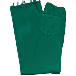 woman’s Stovepipe Green Frayed Hem Jeans Sz 2
